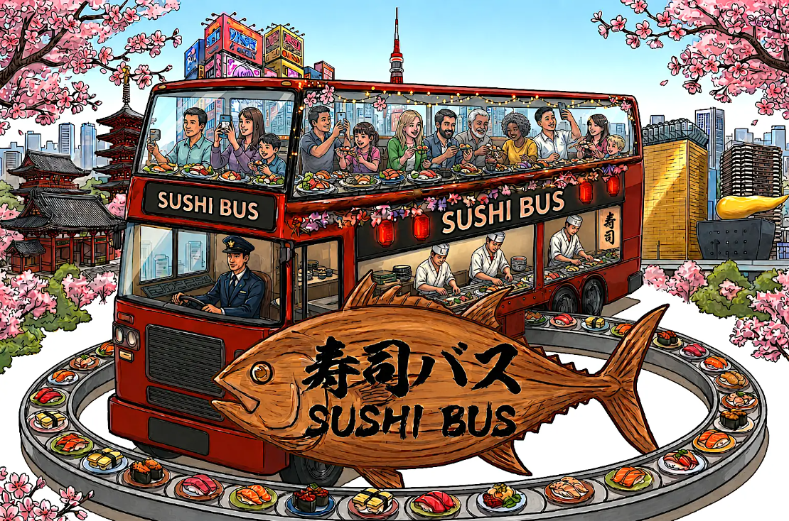 70분 동안 달리는 회전초밥, 10월 도쿄에서 시작되는 SUSHI BUS